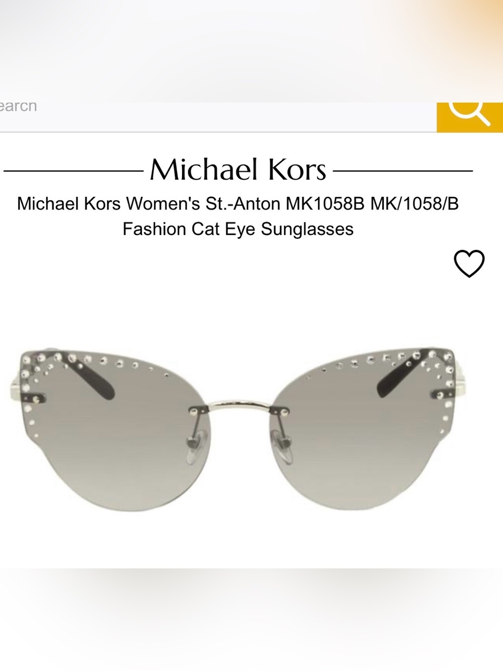 Michael Kors Grey Gradient Crystal Rimless Sunglasses MK1058B
